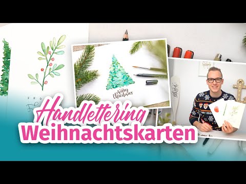 Aquarell Weihnachtskarten mit Brushpens + Handlettering | 3 simple Motive