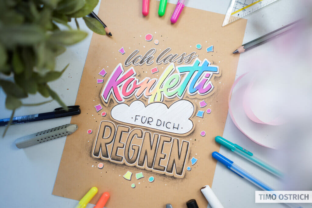 Lass Konfetti Für Dich Regnen Sei Glücklich Nicht Perfekt handletteringlernen.de