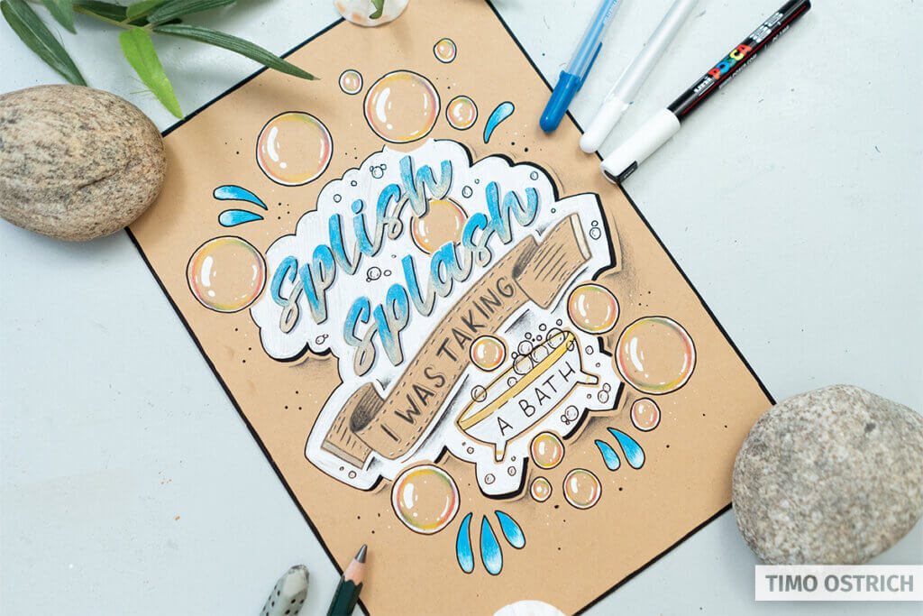 Splish splash I was taking a bath - Handlettering lernen