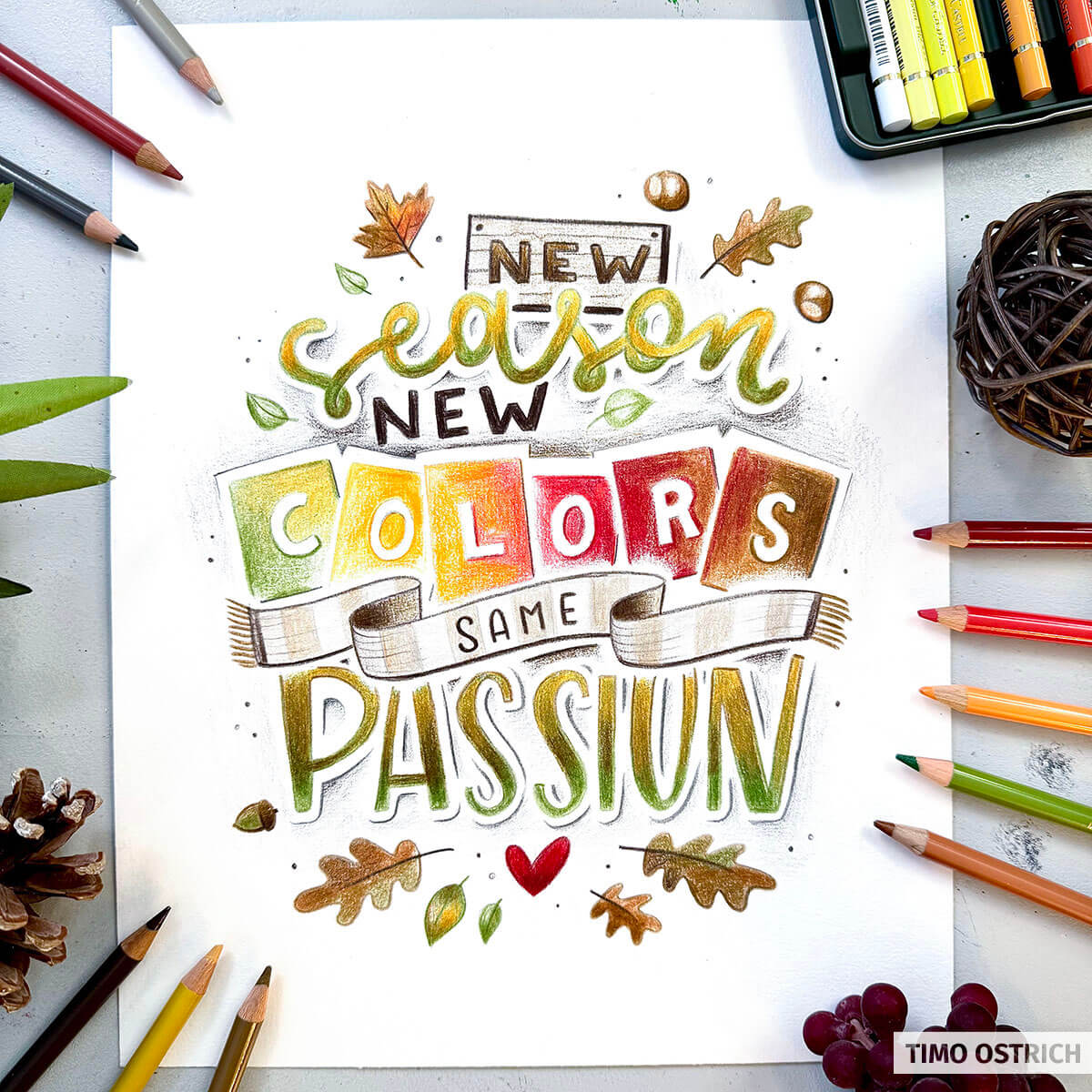 Handlettering mit Buntstiften