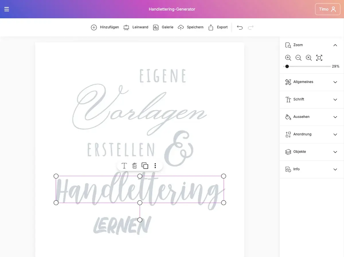 Handlettering-Generator Screenshot